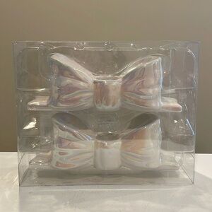 New Target Bullseye Playground Iridescent Bow 🎀 Ceramic Candleholders - 2 pk